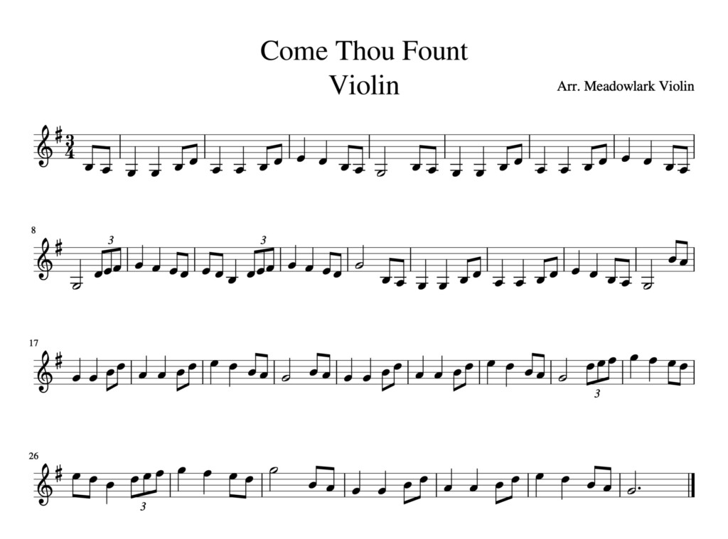 Easy Hymns For Violin Free Sheet Music Meadowlark Violin Studio