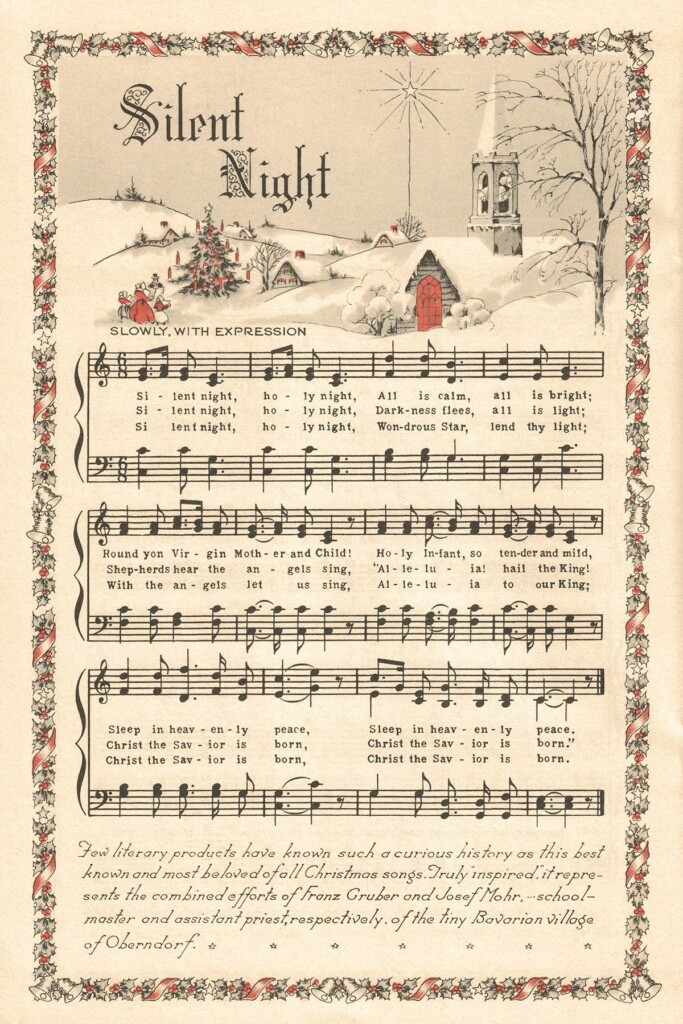 Free Printable Vintage Color Illustration Christmas Carols Rose Clearfield