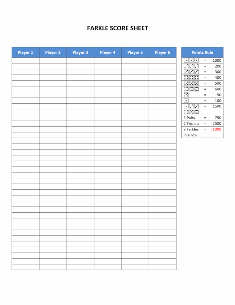 10 000 Dice Game Score Sheet Printable Dev onallcylinders