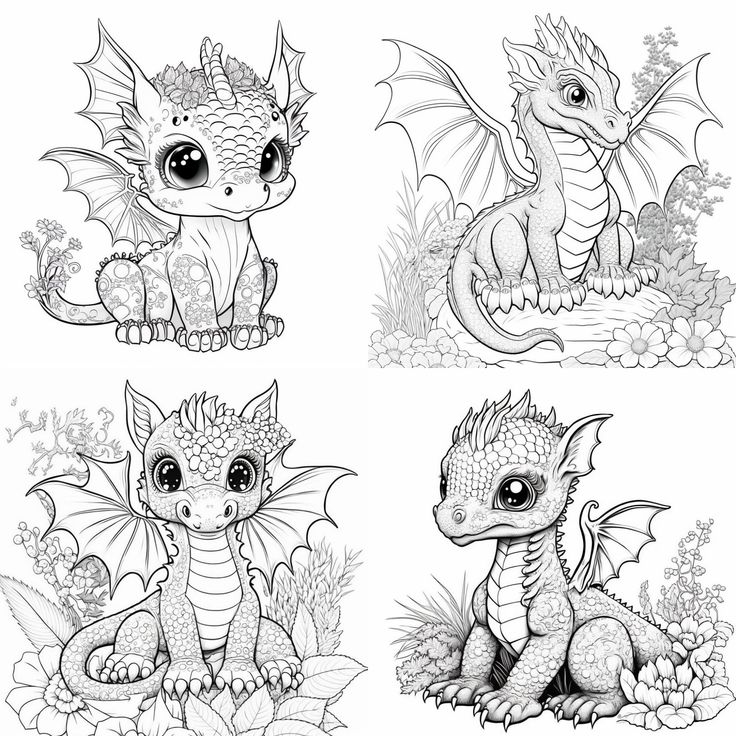 100 Cute Dragon Coloring Pages Printable Coloring Book Coloring