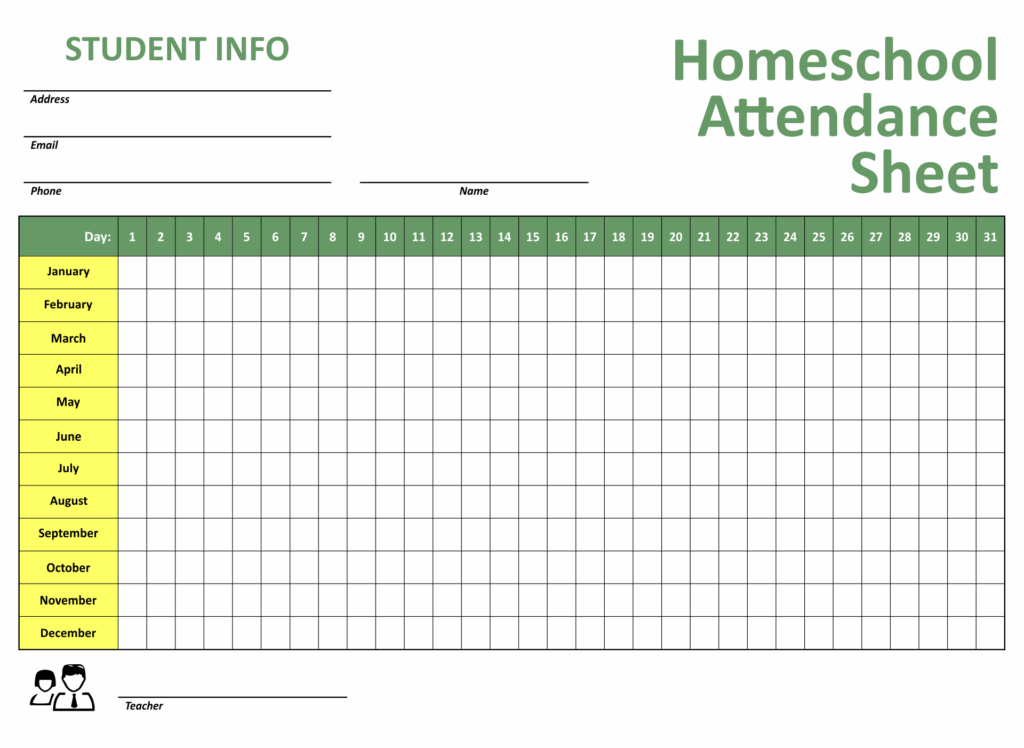 2021 Free Printable Attendance Sheet Homeschool Printables Downloads 