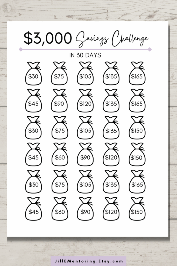 3 000 Money Saving Challenge Save 3000 In 30 Days 3000 Savings 
