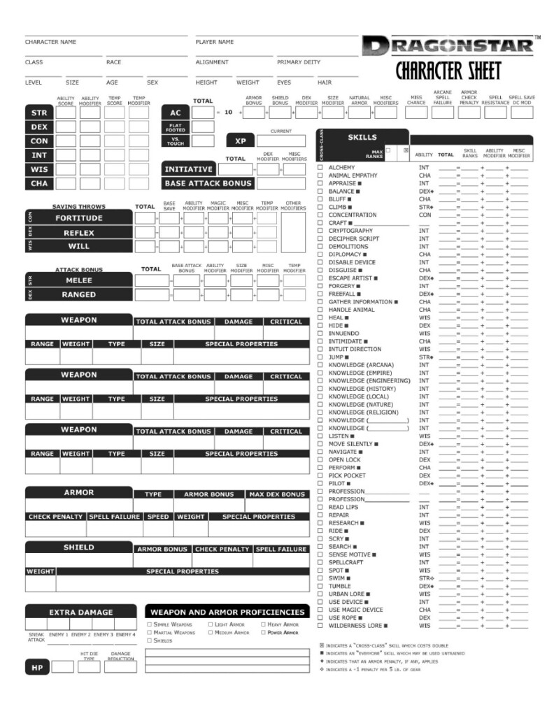3 5 Character Sheet Printable Hot Sex Picture