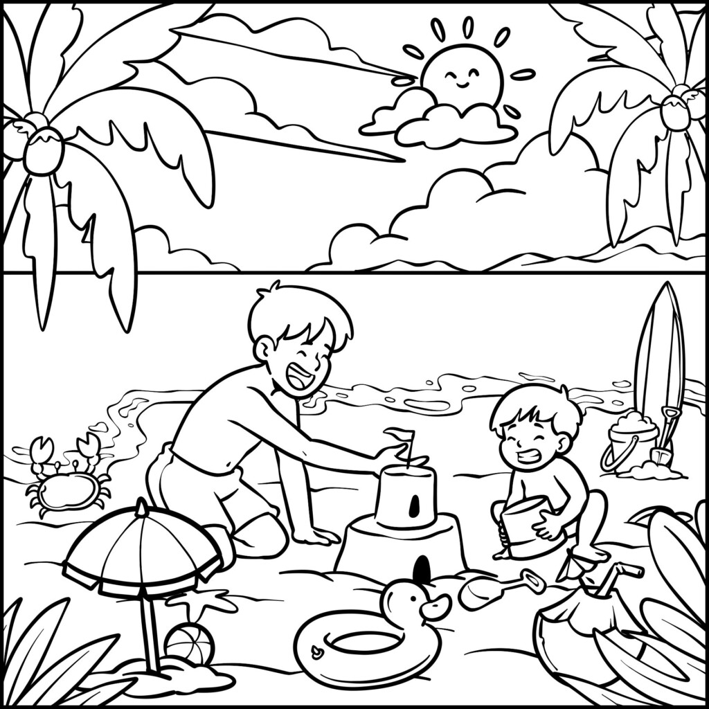 5 Best Summer Printable Beach Coloring Page PDF For Free At Printablee
