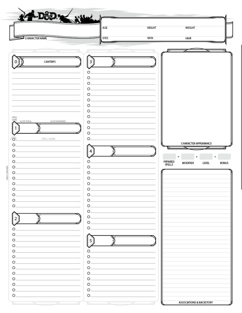 5E Printable Character Sheet Printable Sight Words List