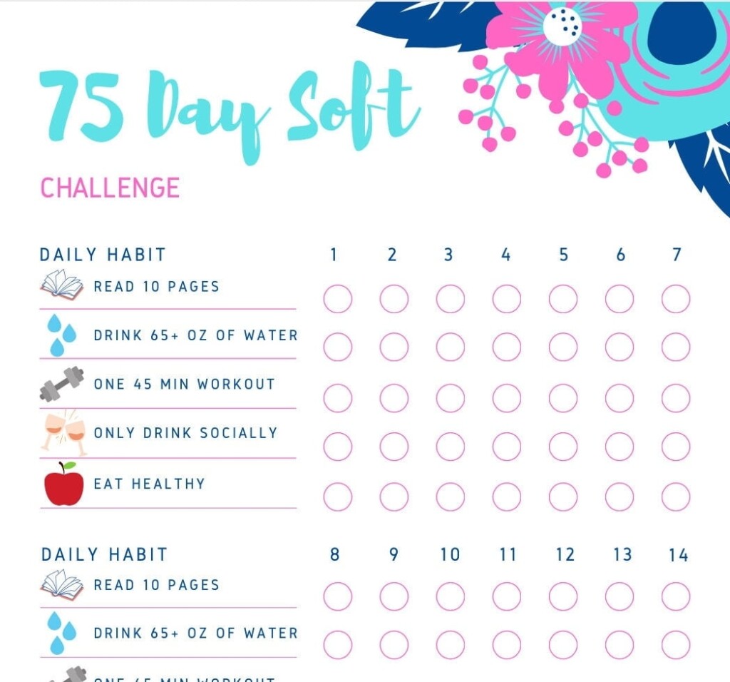 75 Day Soft Challenge Printable Free Printable