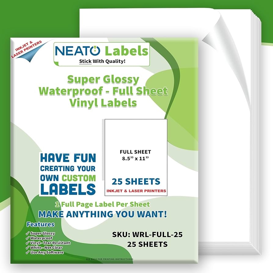 A4 Printable PP Adhesive VINYL Sheets Inkjet Clear Backing 