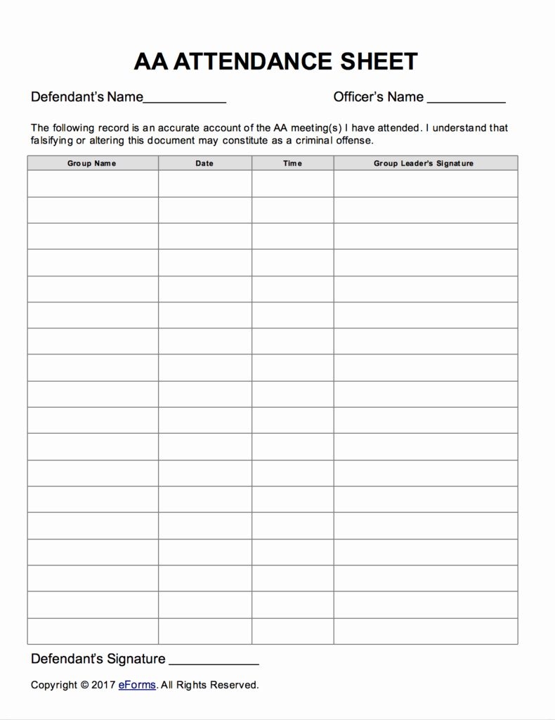 Aa Meeting Sheet Printable