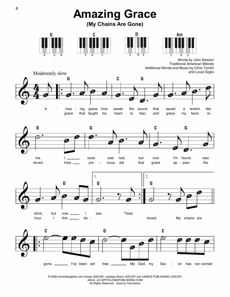Amazing Grace Printable Sheet Music Printable Word Searches