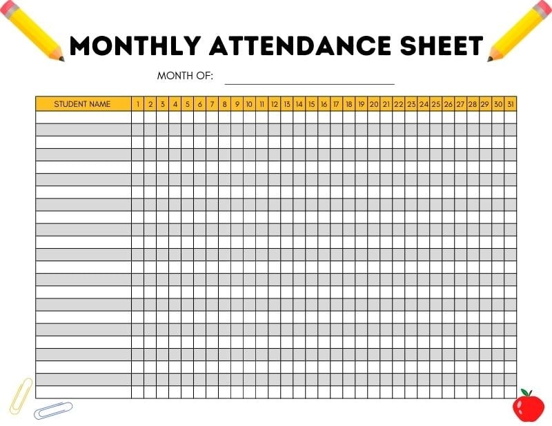 Attendance Sheet Printable Clearance Discounts Www elevate in