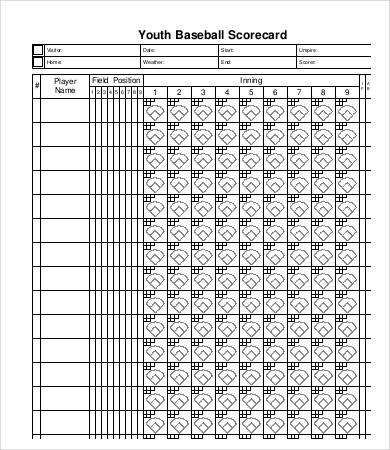Baseball Score Sheet 8 Free PDF Documents Download