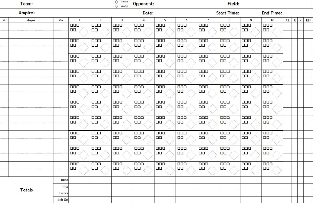 Baseball Scorebook Sheets Free Baseball Scorebook Sheets