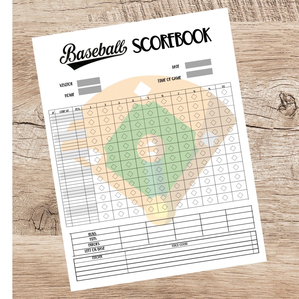 Baseball Scorecard Printable Scorebook Page instant Download Baseball 