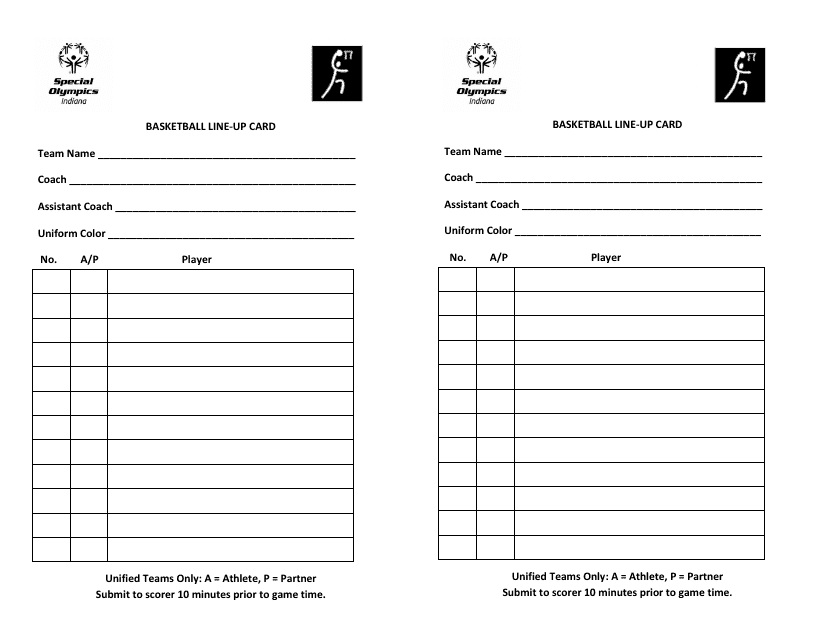 Basketball Lineup Sheet Printable