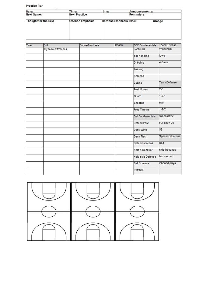 Basketball Printable Play Sheets