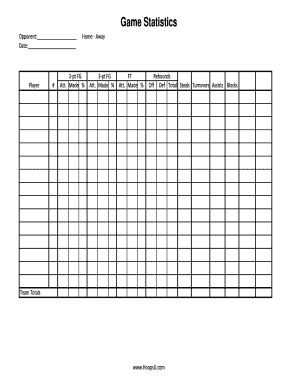 Basketball Printable Stat Sheet Templates Printable Free
