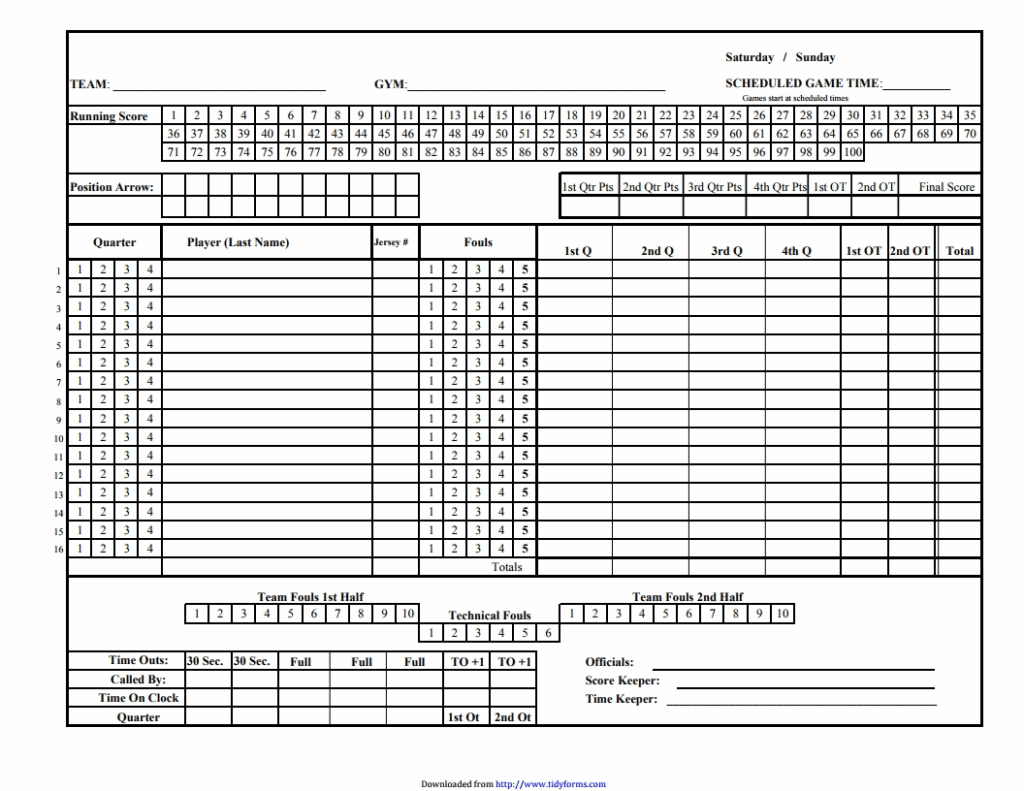 Basketball Scoring Sheet Printable Ataglance Printable Calendar