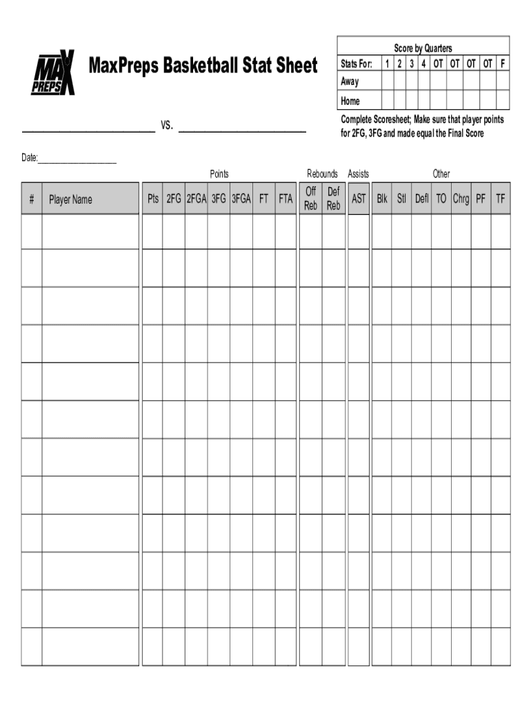 Basketball Stat Sheet Printable Printable Word Searches
