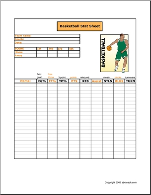 Basketball Stats Sheets Printable
