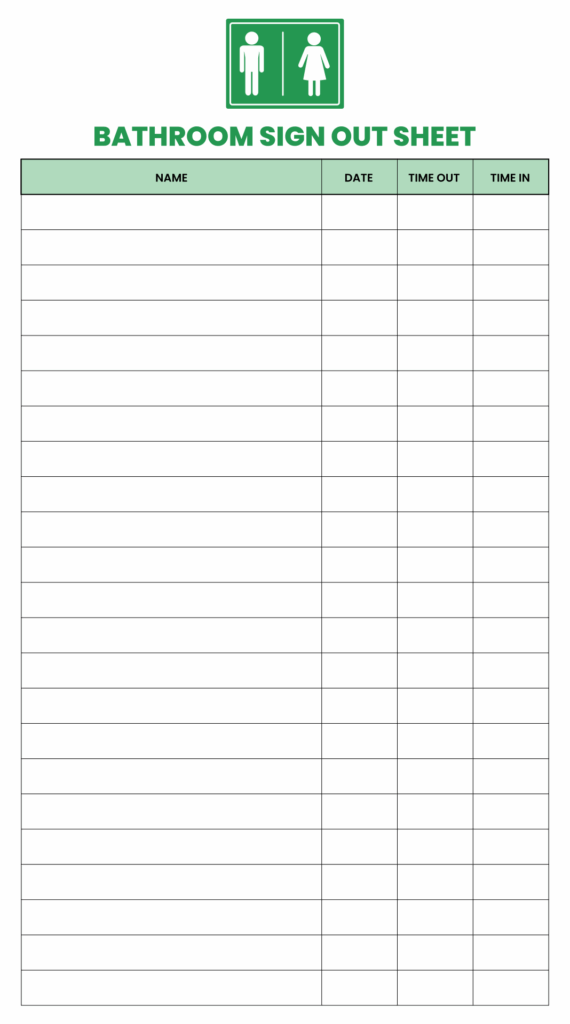 Bathroom Sign Out Sheet 10 Free PDF Printables Printablee