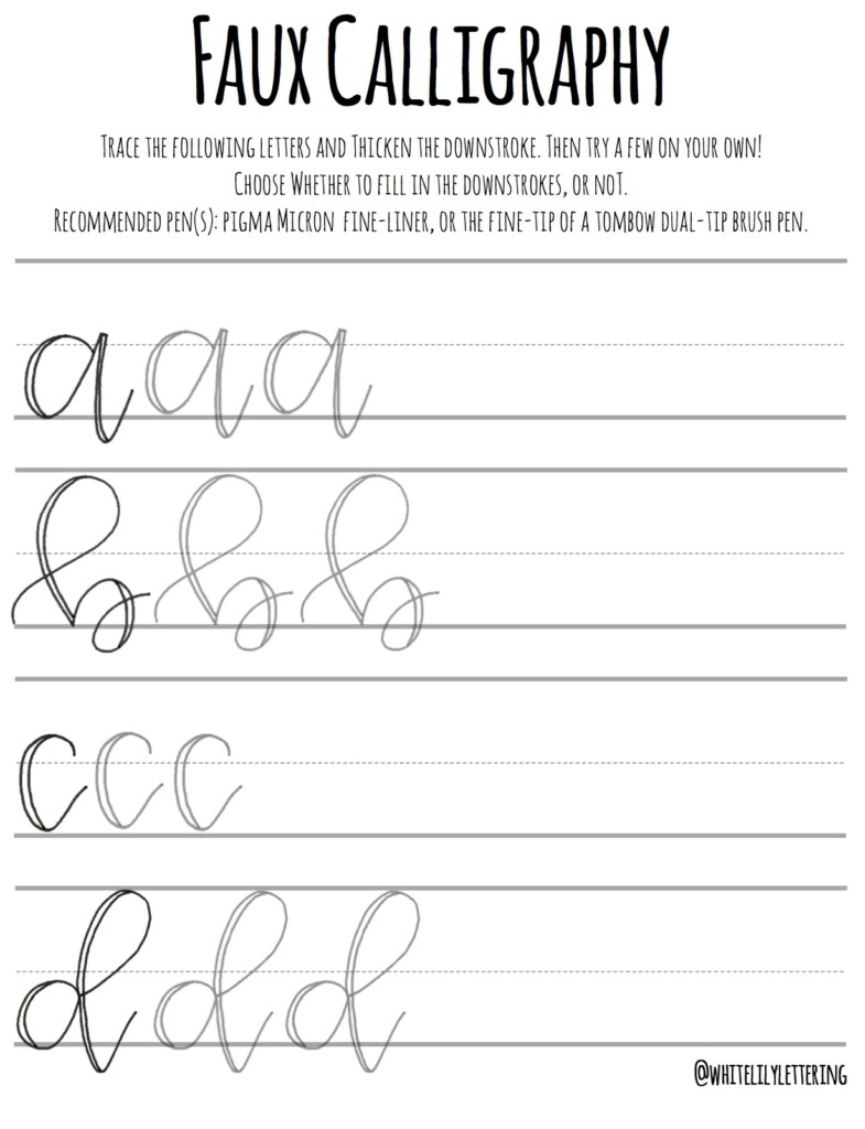 Beginner Printable Calligraphy Practice Sheets