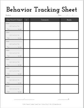 Behavior Tracking Sheet By Teacher Turned Tutor TPT