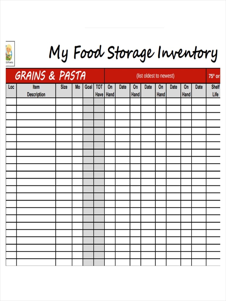 Blank Food Inventory Sheet Printable Printable Free Templates