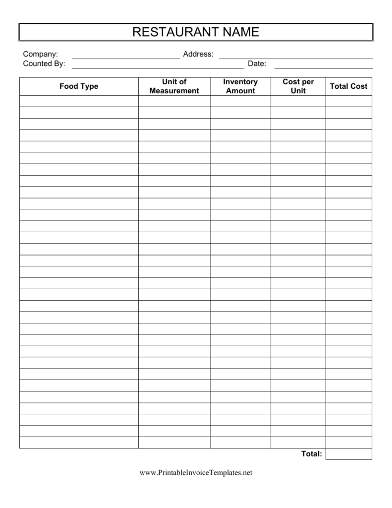 Blank Food Inventory Sheet Printable Printable World Vrogue co