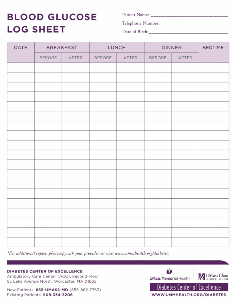 Blood Glucose Log Sheet Download Printable PDF Templateroller