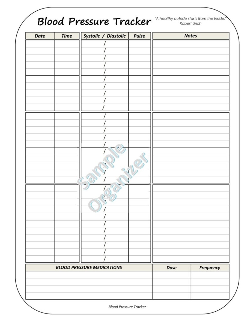 Blood Pressure Tracking Sheet Printable Connectorver