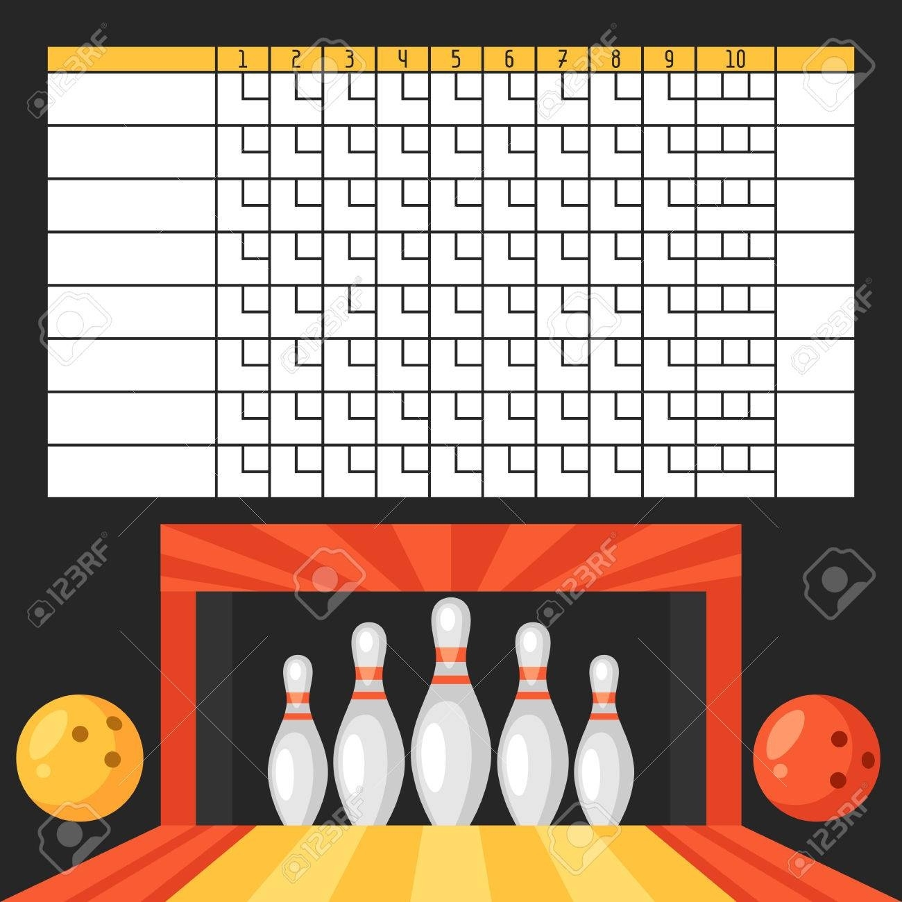Bowling Score Sheet Blank Template Scoreboard With Game Objects Free
