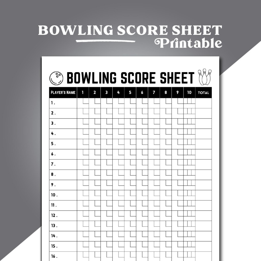 Bowling Score Sheet Printable Bowling Score Card Bowling Scorecard 