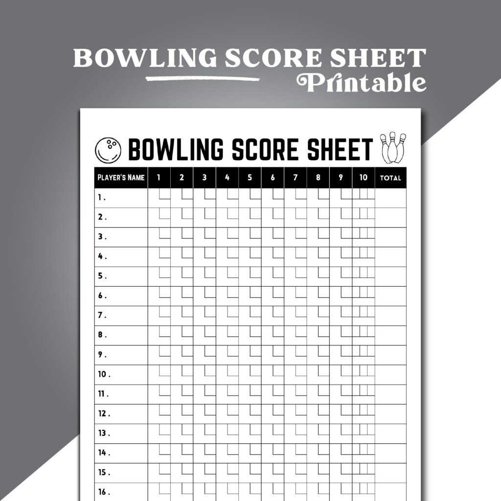Bowling Score Sheet Printable Bowling Score Card Bowling Scorecard 