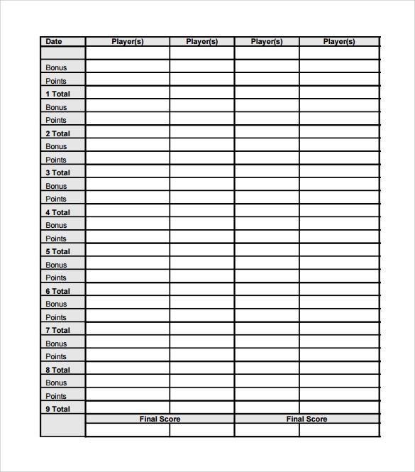 Canasta Score Sheets Printable Printable Word Searches