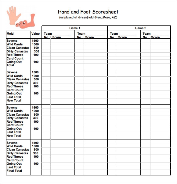 Canasta Score Sheets Printable Printable Word Searches