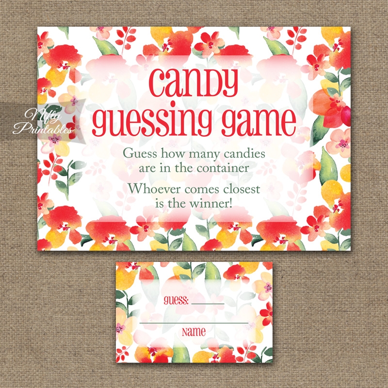Candy Guessing Game Red Floral Nifty Printables