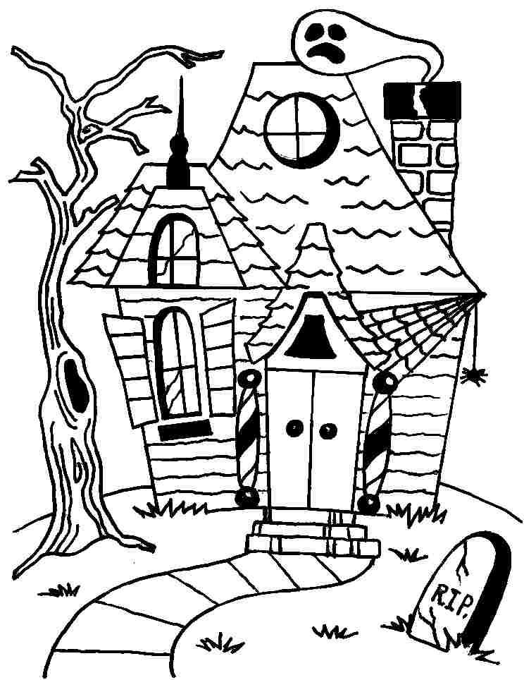Cartoon Haunted House Coloring Page Coloring Home