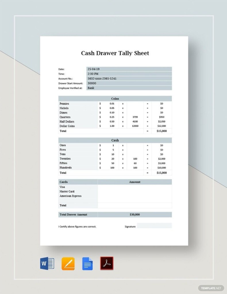 Cash Register Free Printable Cash Drawer Count Sheet Printable 