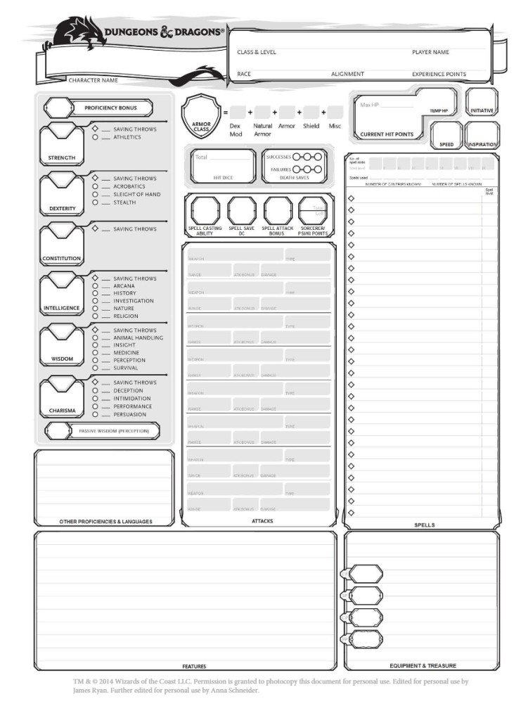 Character Sheets For 5e D D 5e Character Sheets