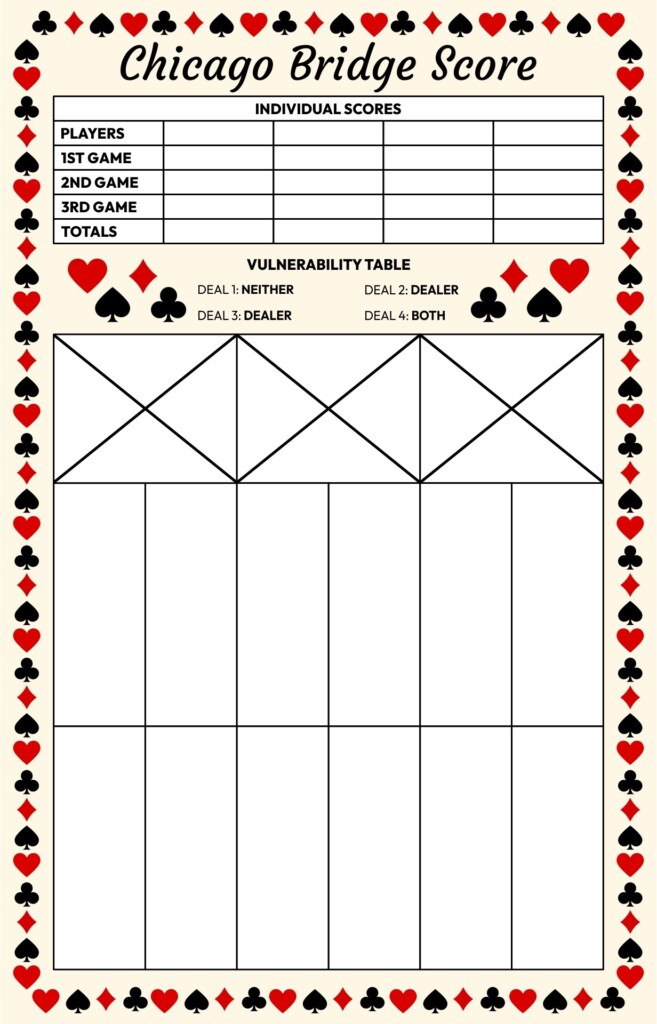 Chicago Bridge Score Sheets Template 10 Free PDF Printables Printablee