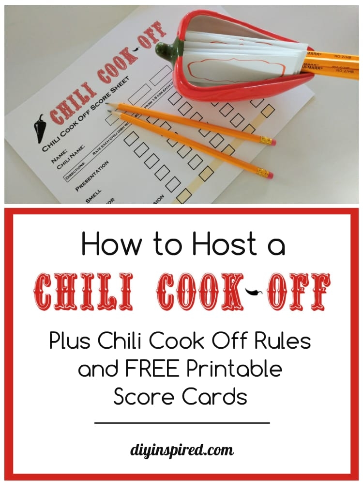 Chili Cook Off Judging Sheet Printable