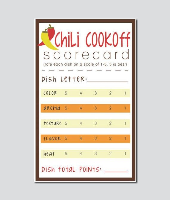 Chili Cook Off Judging Sheet Printable Dev onallcylinders