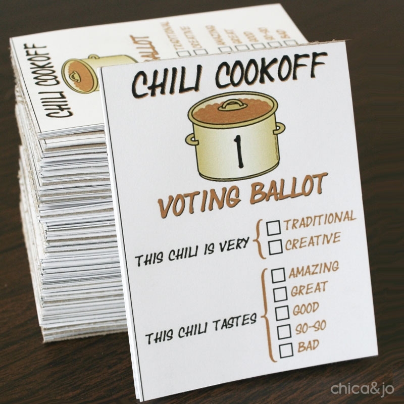 Chili Cook Off Judging Sheet Printable