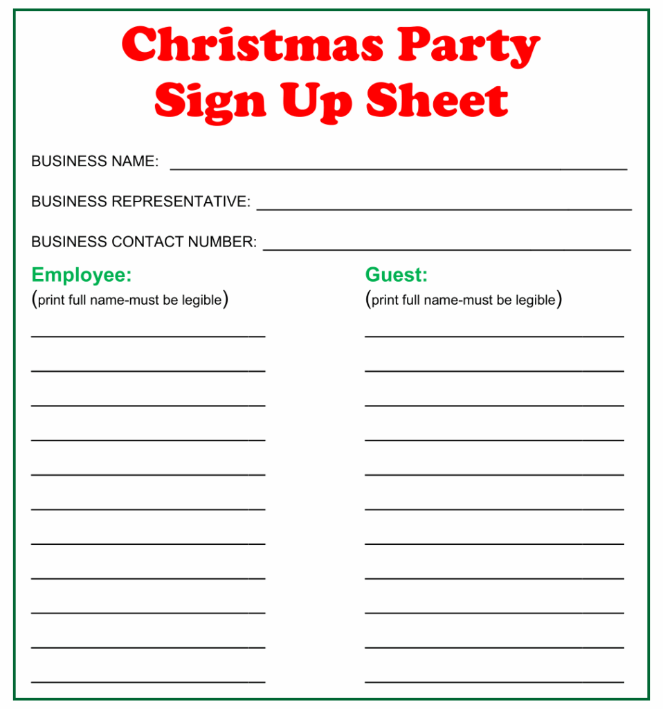 Christmas Party Sign Up Sheet 15 Free PDF Printables Printablee 