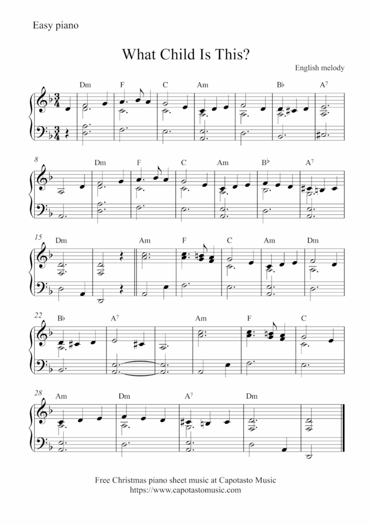 Christmas Songs Piano Sheet Music Free Printable Free Printable A To Z