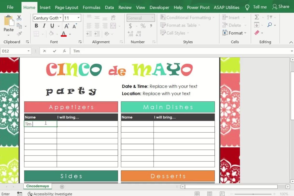 Cinco De Mayo Potluck Sign Up Sheet Printable Templates Free