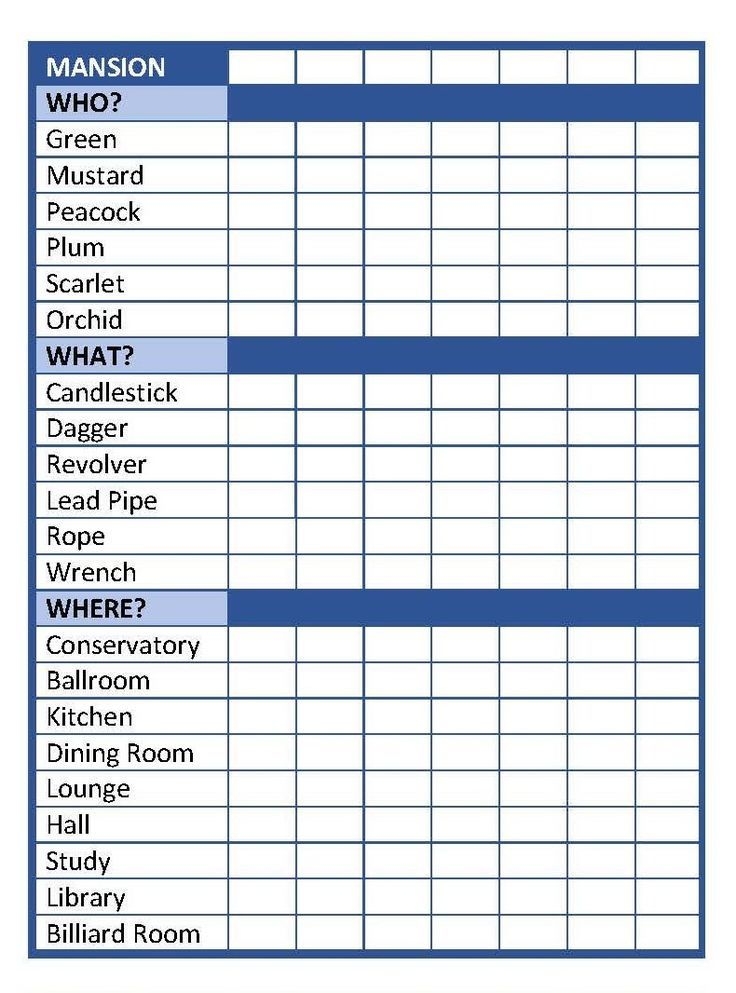 Clue Game Sheet Printable Clue Games Clue Board Game Free Printable
