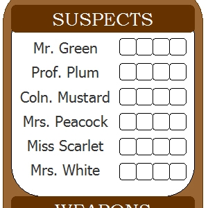 Clue Score Sheet Printable