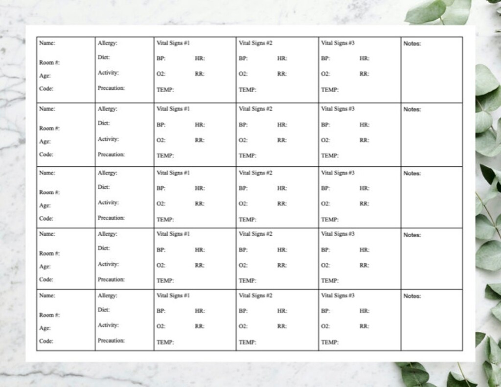 Cna Report Sheet Printable Printable Word Searches