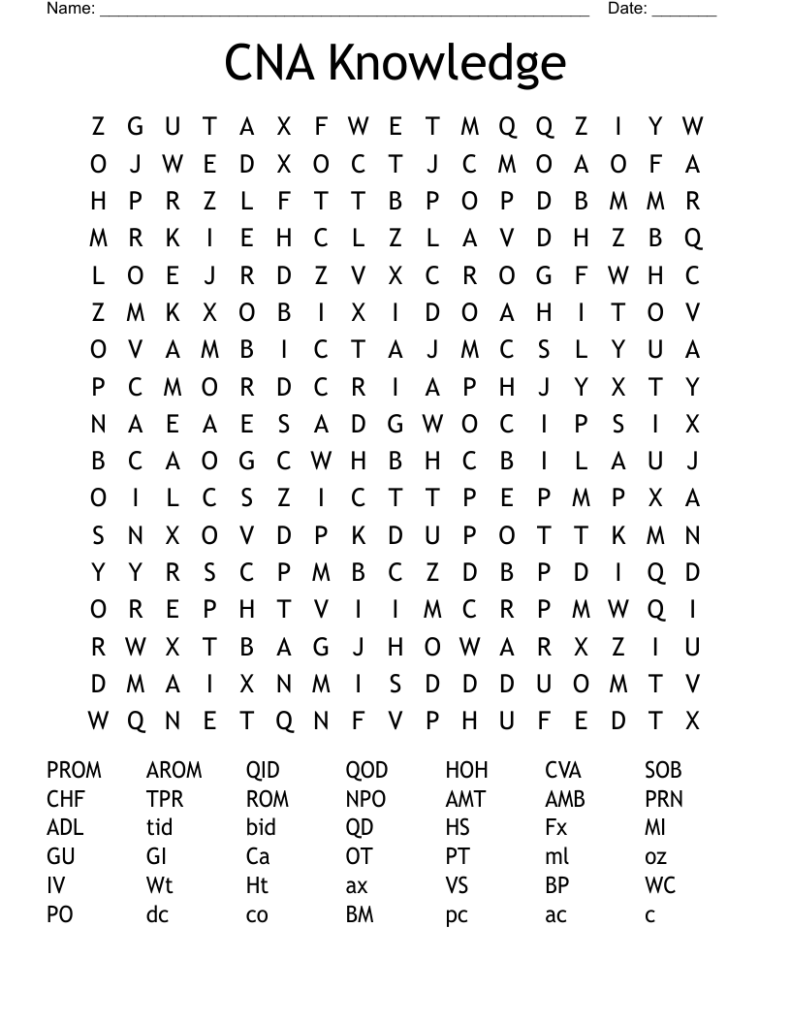 Cna Report Sheet Printable Printable Word Searches Lights Crystal